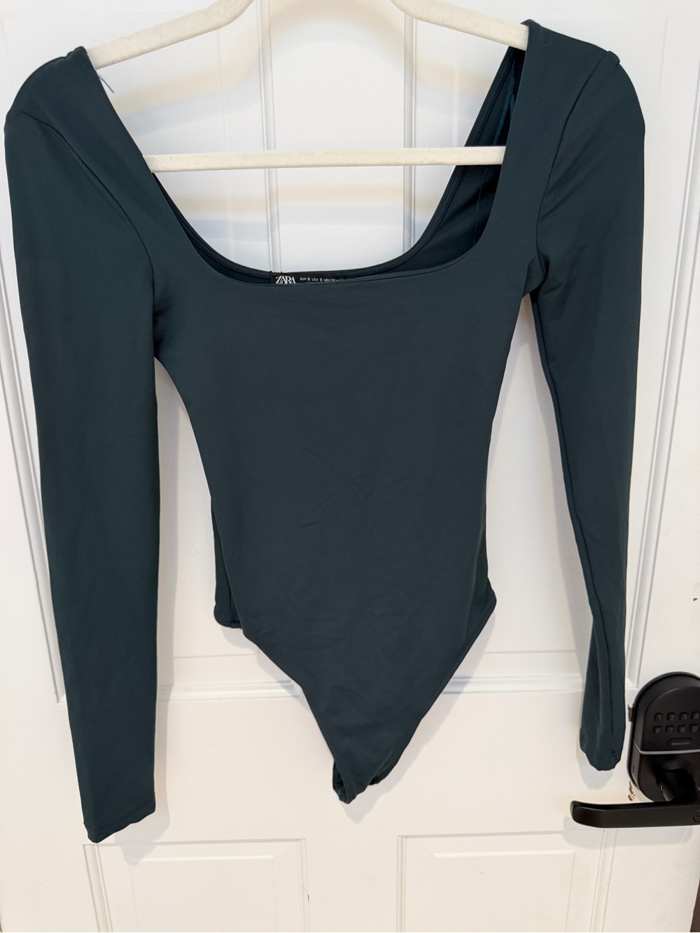 Zara Teal Scoop Neck Long-Sleeve Bodysuit